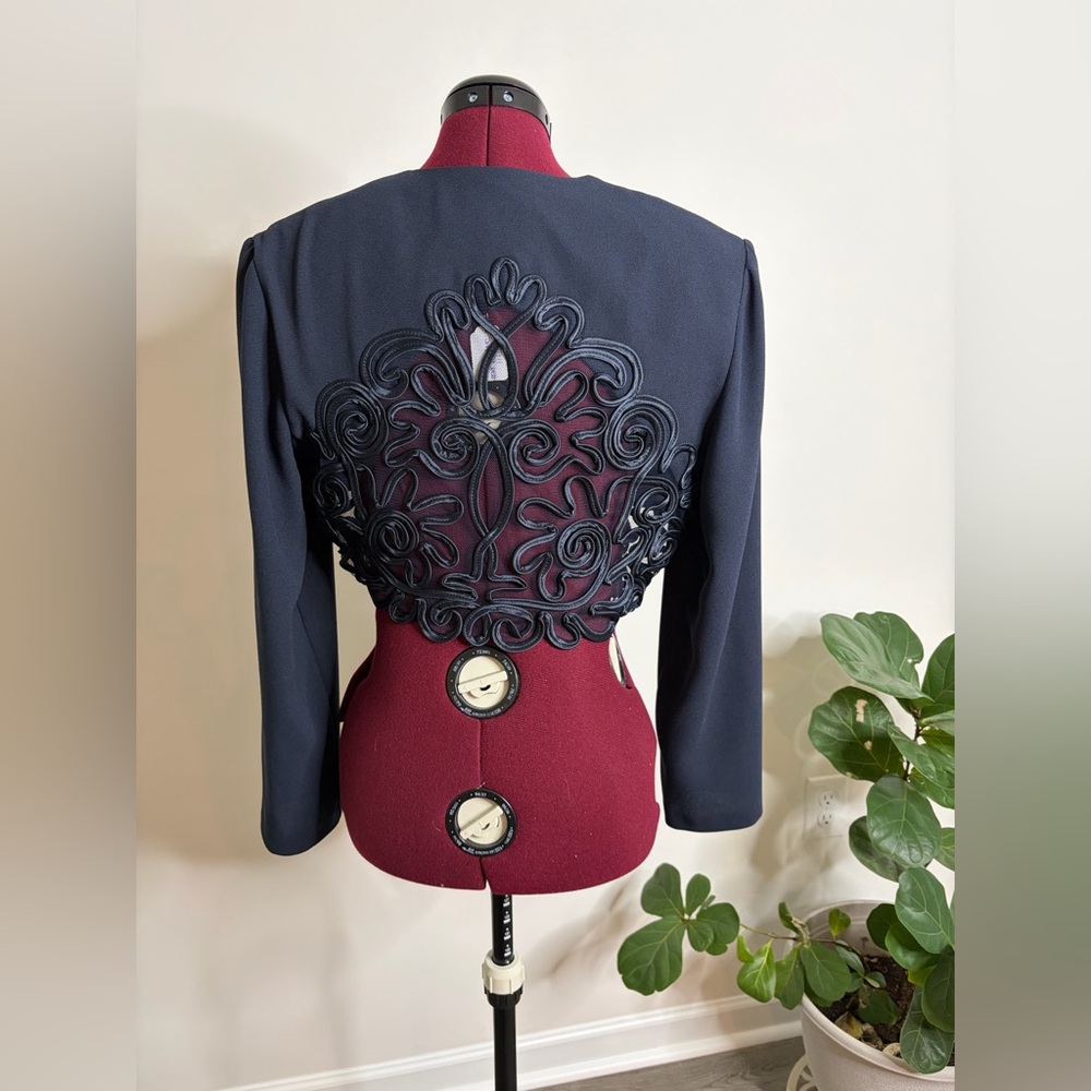 Joseph Ribkoff Elegant Navy Women's blazer Jacket with Floral Detailing - Picture 3 of 7